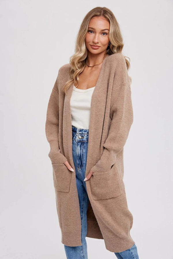 Open-Front Knitted Cardigan